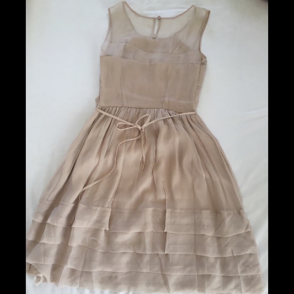 Anthro Champagne color dress, size 0 - Picture 2 of 7